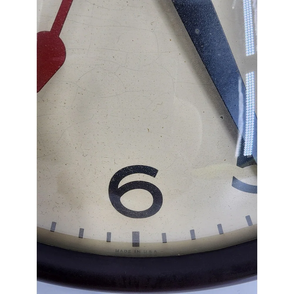 Vintage General Electric Wall Clock Model 2912A Brown Industrial Electric GE USA